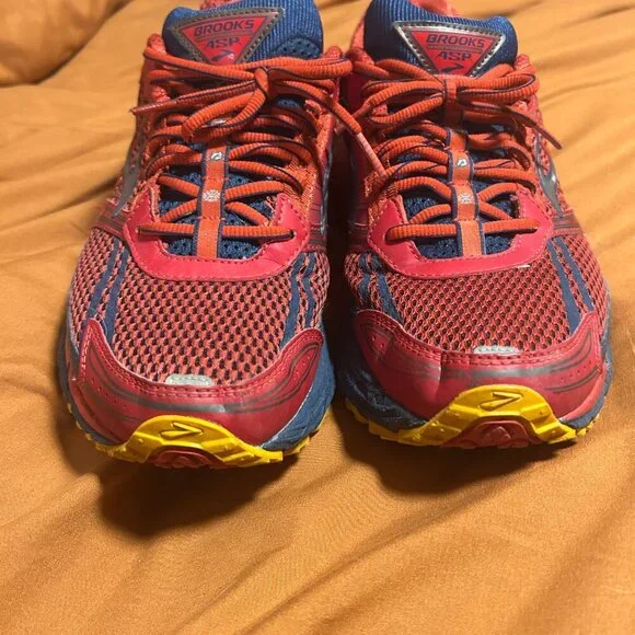 Brooks Red and Yellow Athletic Shoes with Cushioned Midsole - Picture 5 of 8
